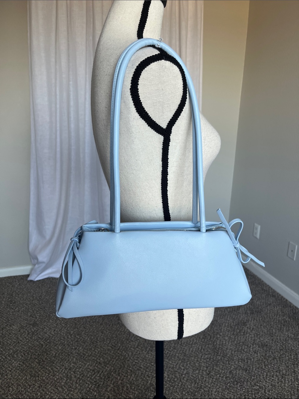 Madison West Y2K Baby Blue East West Bow Shoulder Bag Purse